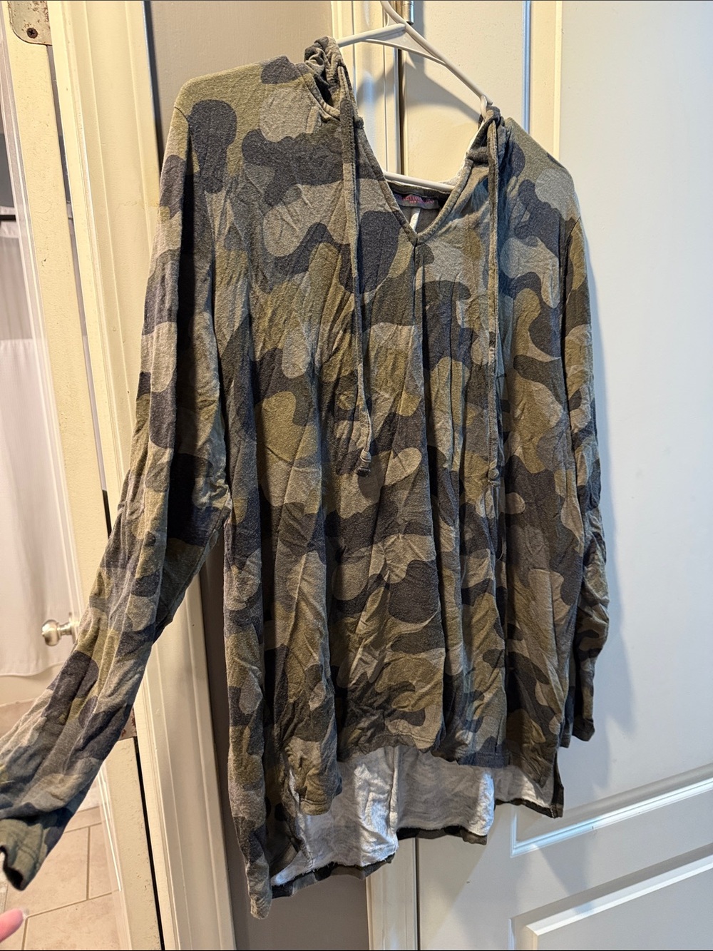 Christian Siriano Gray Camo V-Neck